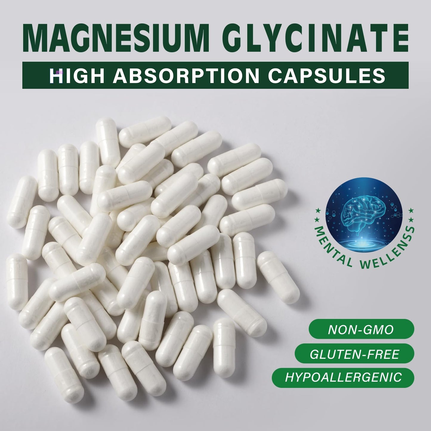 Magnesium Glycinate 400 mg โ Chelated, High Absorption, Gentle on Stomach | 90 Vegetarian Capsules