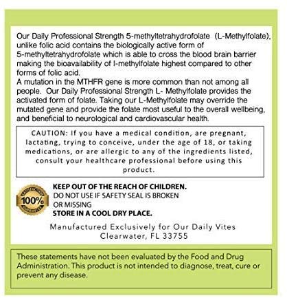 Daily L-Methylfolate 15mg โ 2 Bottles (180 Capsules) | 5-MTHF, Non-GMO, Gluten Free