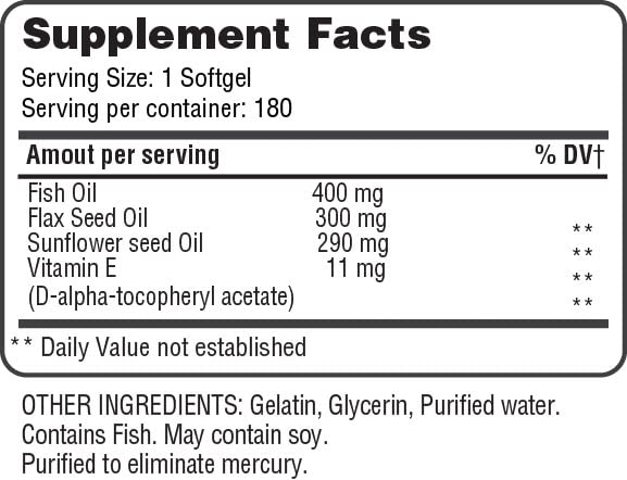 365 Health Omega 3-6-9 180 Softgels โ from Fish, Flaxseed & Borage Oils โ Non-GMO & Gluten Free (Pack of 2)