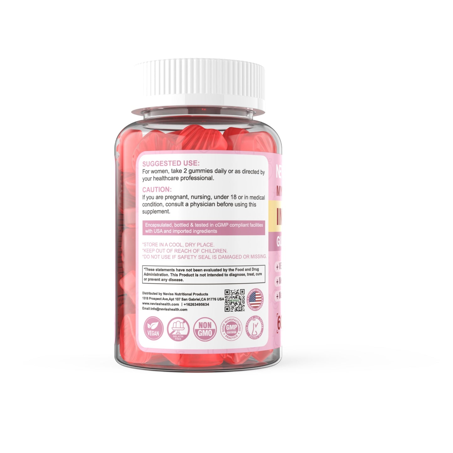 Myo-Inositol & D-Chiro Inositol Gummies for Women โ 40:1 Ratio, Sugar-Free, 120 Ct