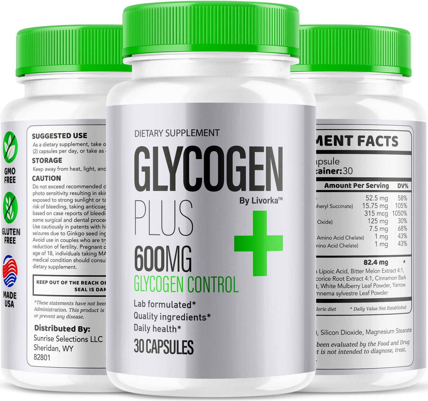 (2 Pack) Glycogen Plus โ 600mg Capsules, All-Natural Glycogen Support