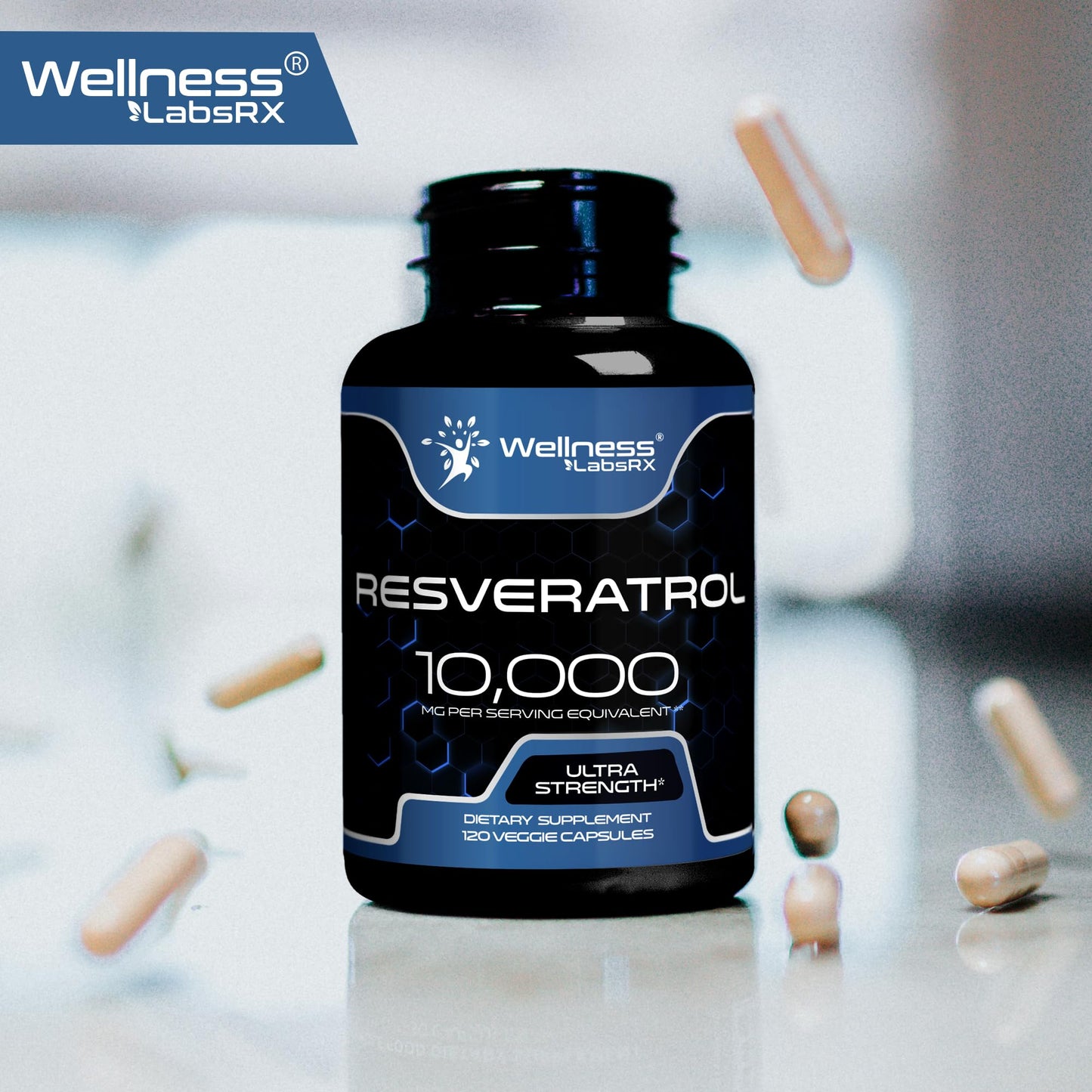 WELLNESS LABSRX Resveratrol 120 Capsules โ Trans-Resveratrol for Heart & Brain Health (Vegan, Keto)