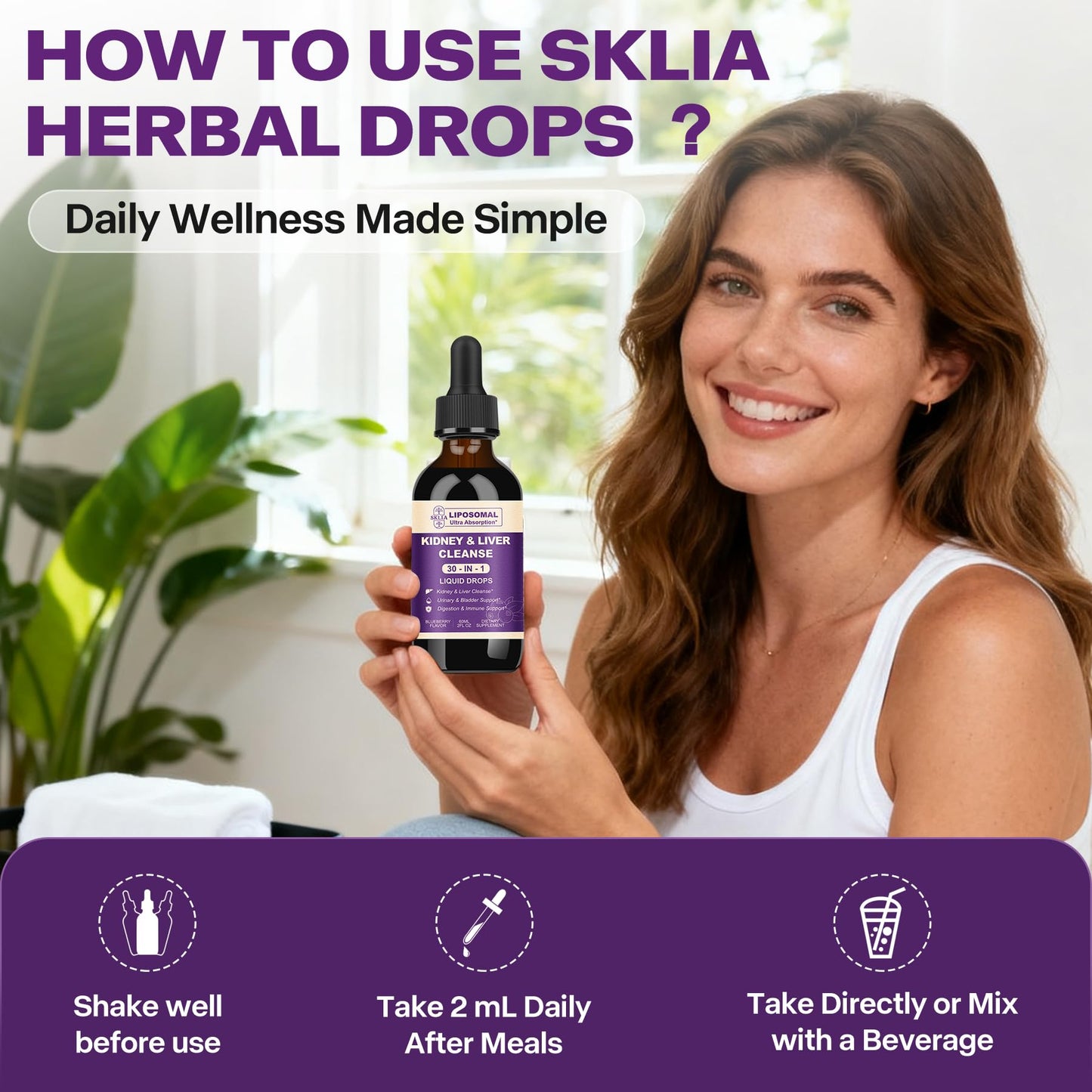 30-in-1 Kidney & Liver Detox Drops โ Cranberry, Milk Thistle & Chanca Piedra | Blueberry Flavor | 1P