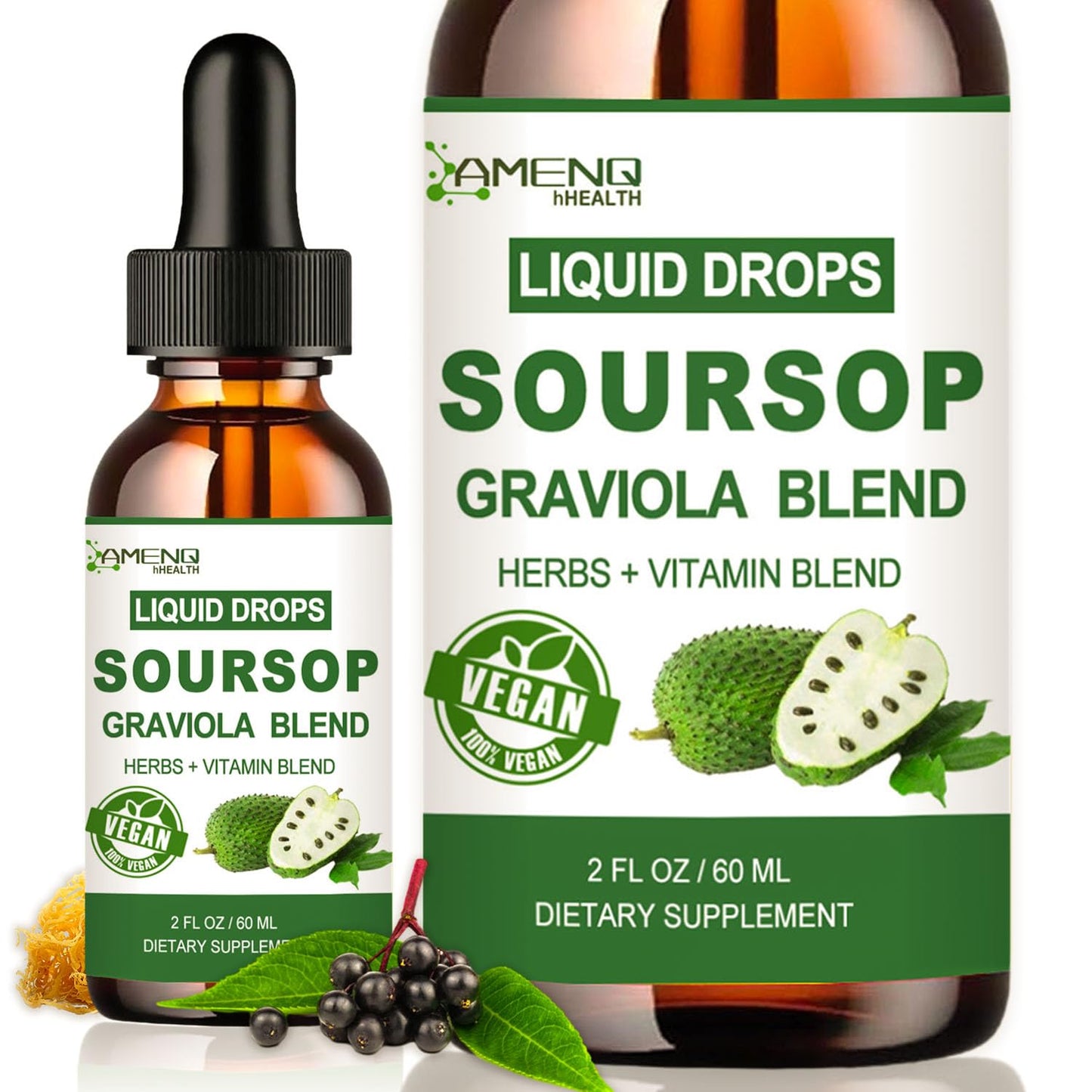 Soursop Graviola Liquid Drops โ Organic 16-in-1 Immune Support (2 fl oz) with Sea Moss, Elderberry, Vitamin C & Zinc