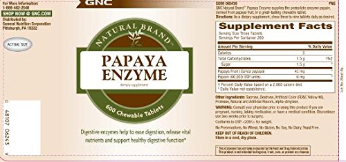 GNC Natural Brand Papaya Enzymes โ Supports Healthy Digestive Function โ 240 Tablets