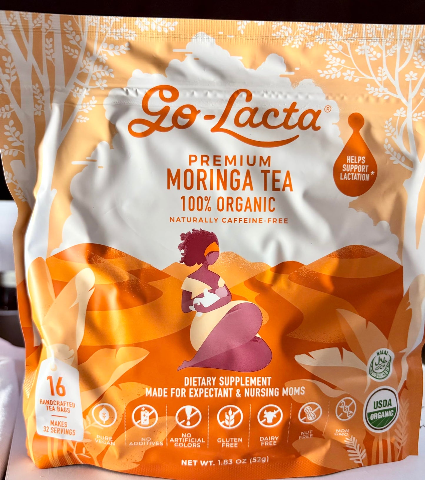 Go-Lacta Organic Moringa Tea โ Lactation Support (Caffeine-Free)