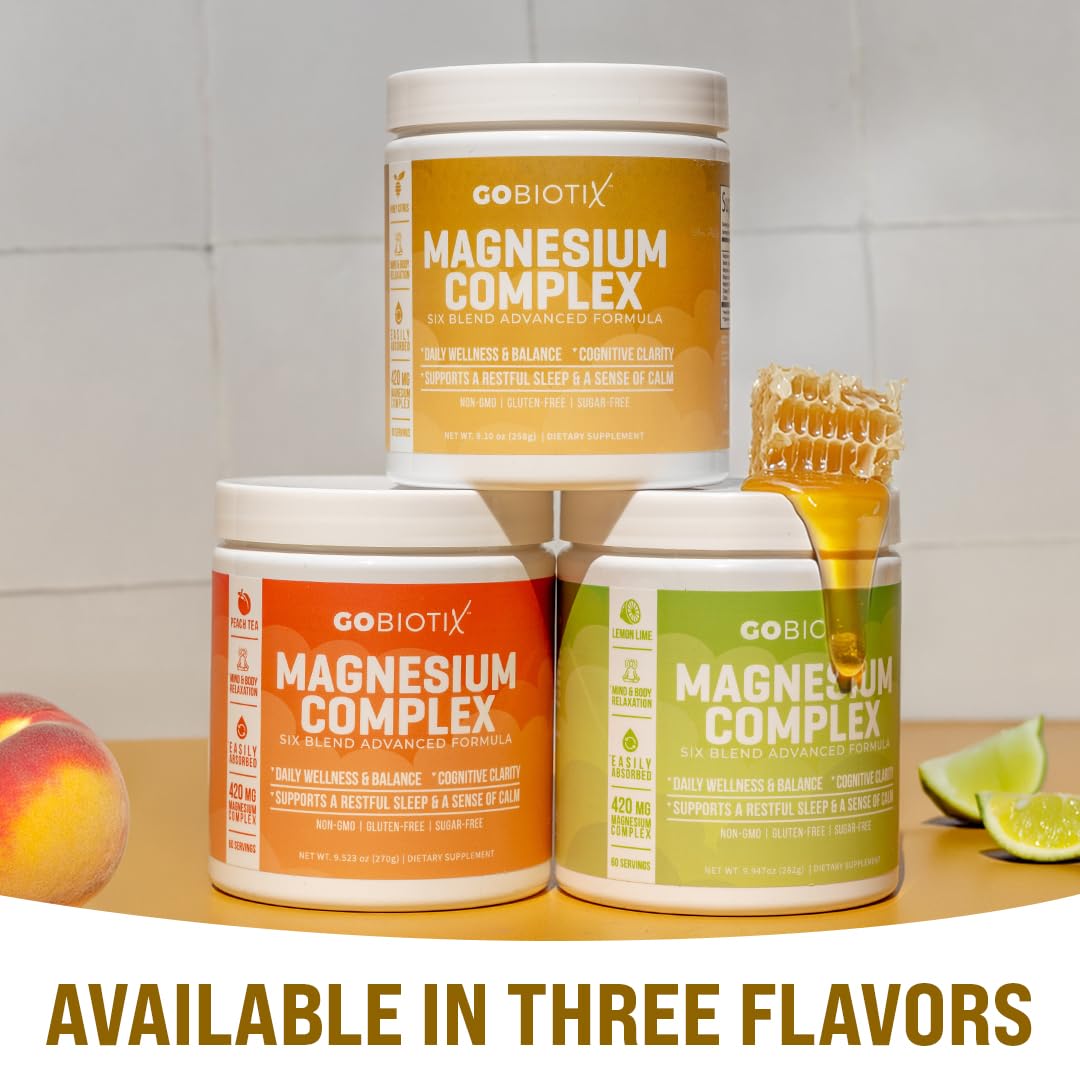 GoBiotix Magnesium Glycinate Powder โ 420 mg per Serving, 60 Servings, Honey Citrus | High Absorption, Sugar-Free