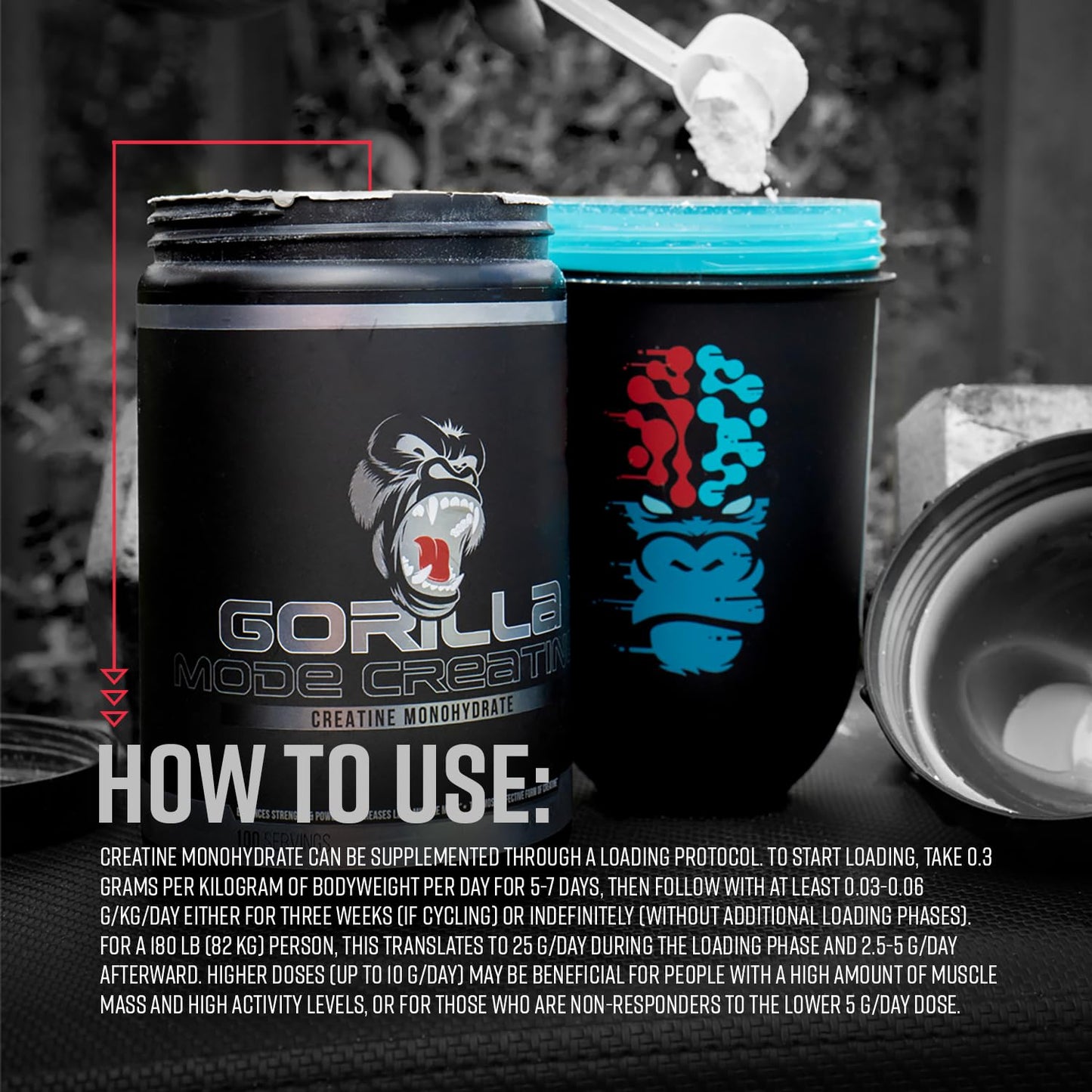 Gorilla Mind Creatine Monohydrate Micronized Powder – 5 g Serving, 100 Servings, Made in USA