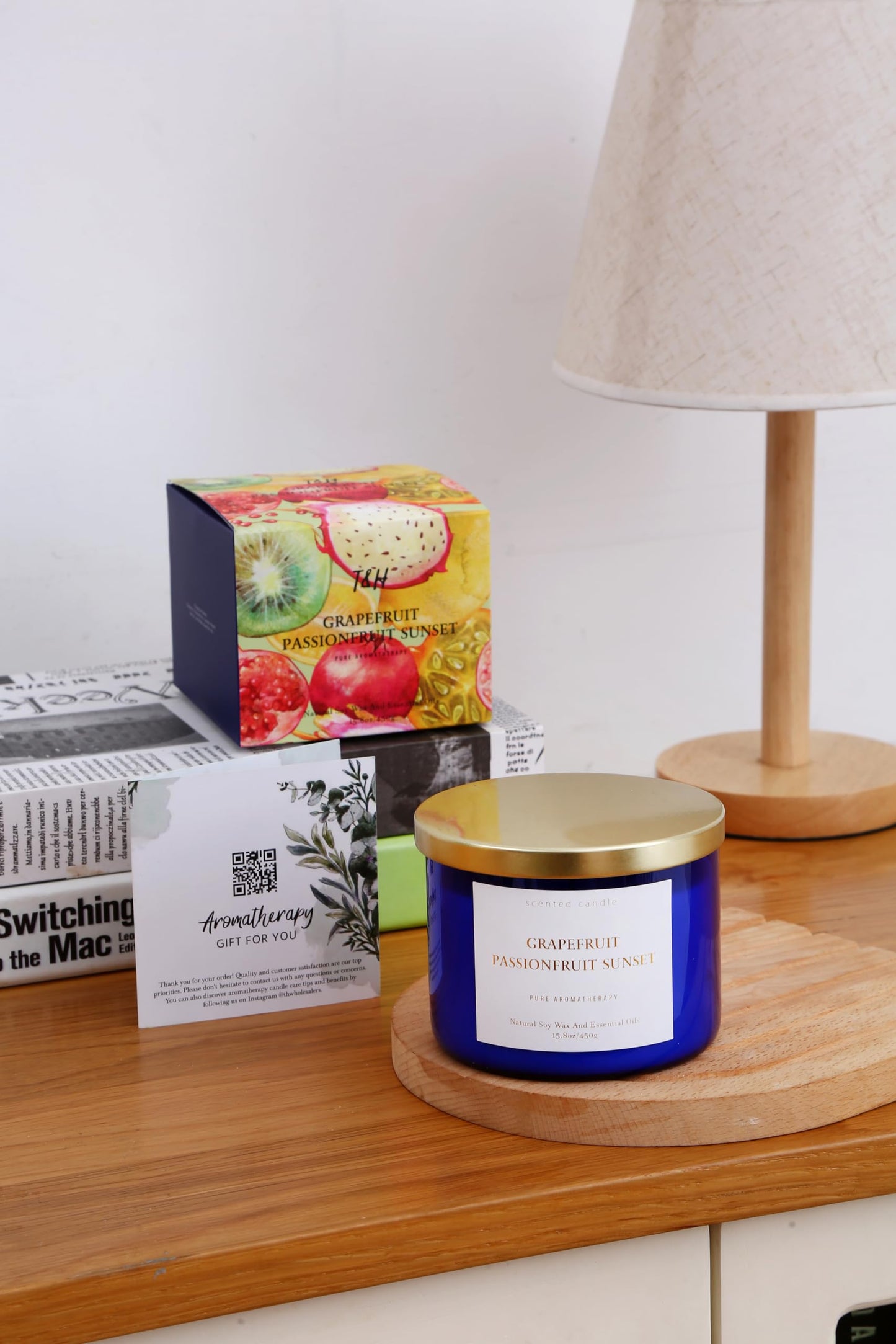 Grapefruit Passionfruit Sunset 3-Wick Soy Candle โ 15.8 oz | Tropical Citrus