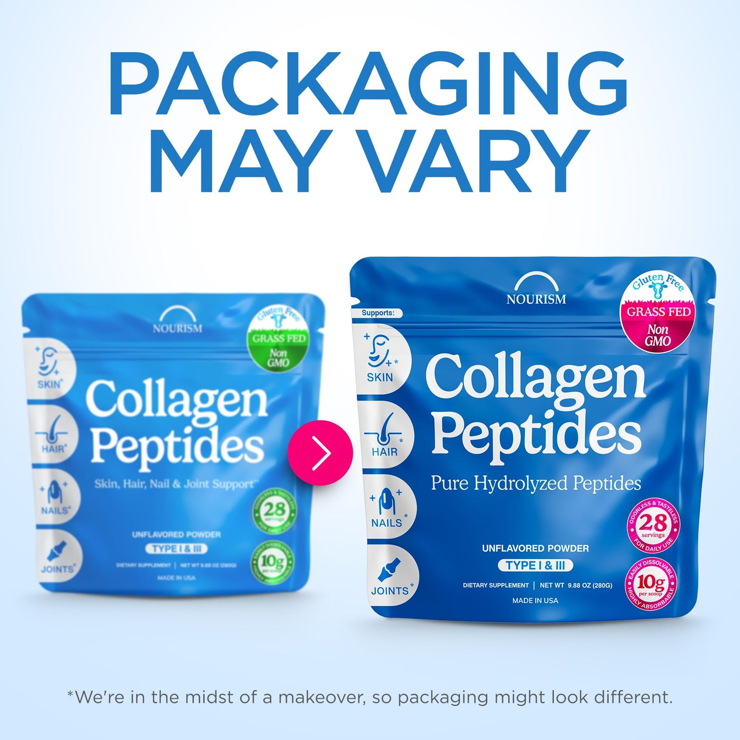 Grass-Fed Collagen Peptides Powder β Type I & III, Unflavored, 9.87 oz