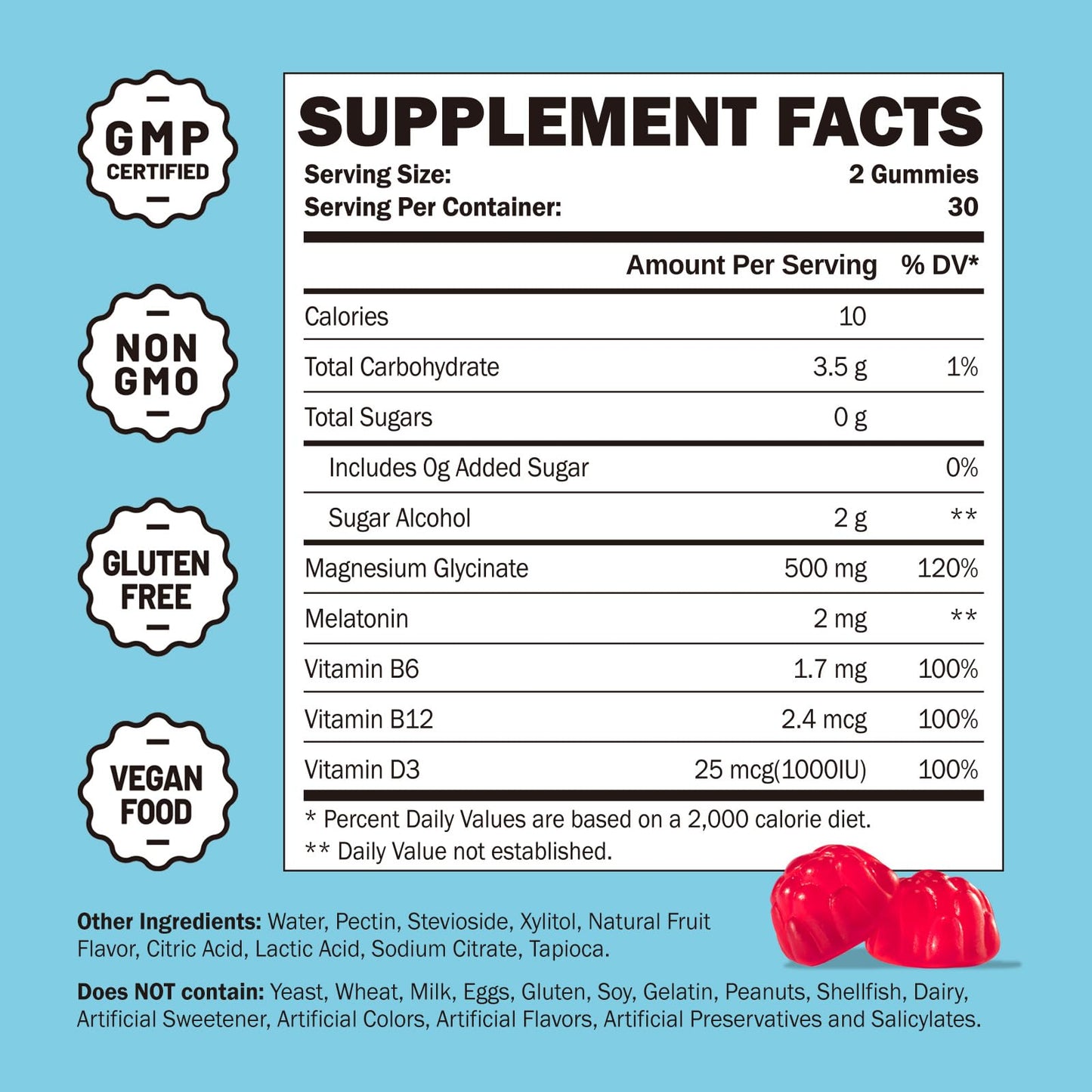 Greabby Magnesium Glycinate Gummies 500mg โ Sleep Support for Adults (60 Gummies)