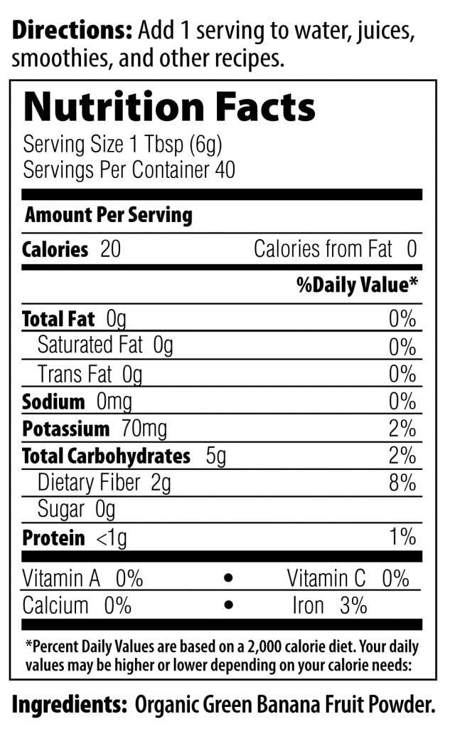 MRM Nutrition Organic Green Banana Powder โ High-Fiber Prebiotic Flour (40 Servings)