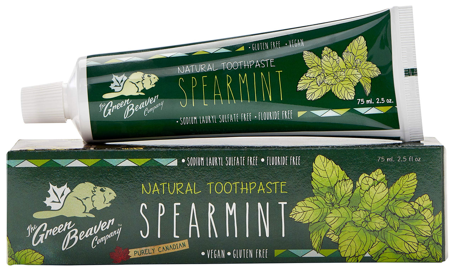 Green Beaver Spearmint Toothpaste, 2.5 Ounce (75 ml) โ Vegan, Natural Whitening