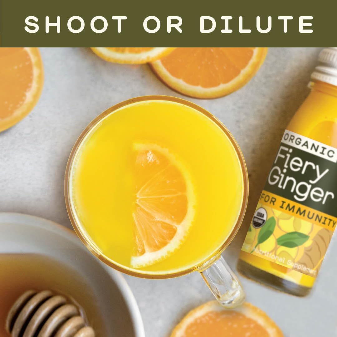 Greenhouse Juice Co. Fiery Ginger & Turmeric Wellness Shot – Immune Support, Vegan & Gluten-Free, 12-Count 60ml Glass Bottles