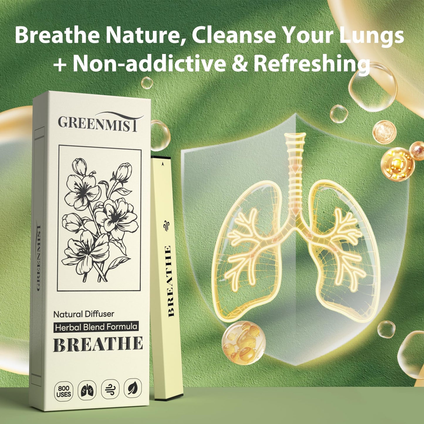 GREENMIST Lung Detox Diffuser Pen โ 800 Uses for Respiratory Support