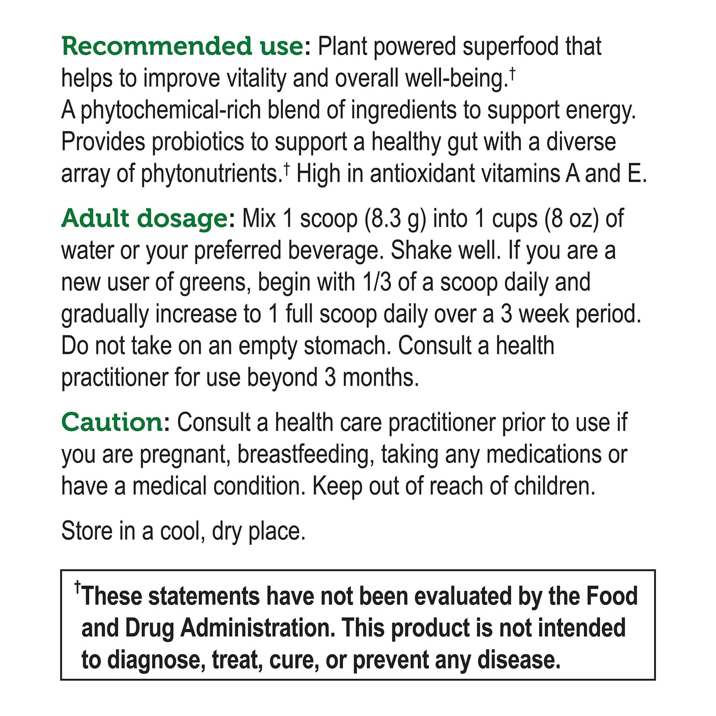 Genuine Health Greens+ Original Superfood Powder โ Unsweetened, Stevia-Free (208g)