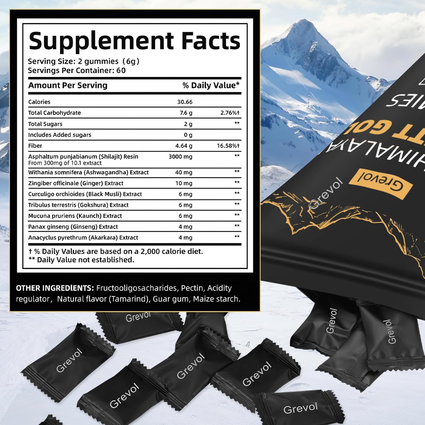 Grevol Himalayan Shilajit Gummies with Ashwagandha & Fulvic Acid β 120 Gummies