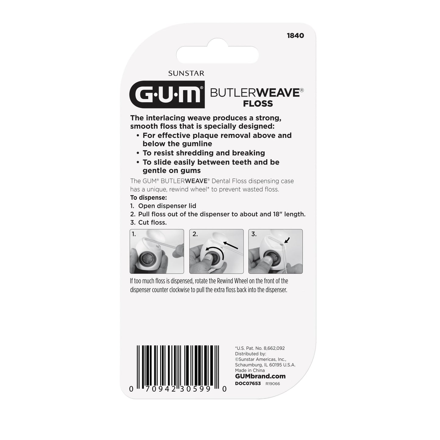 GUM ButlerWeave Woven Dental Floss โ Mint, Waxed, Shred-Resistant, 1 Count