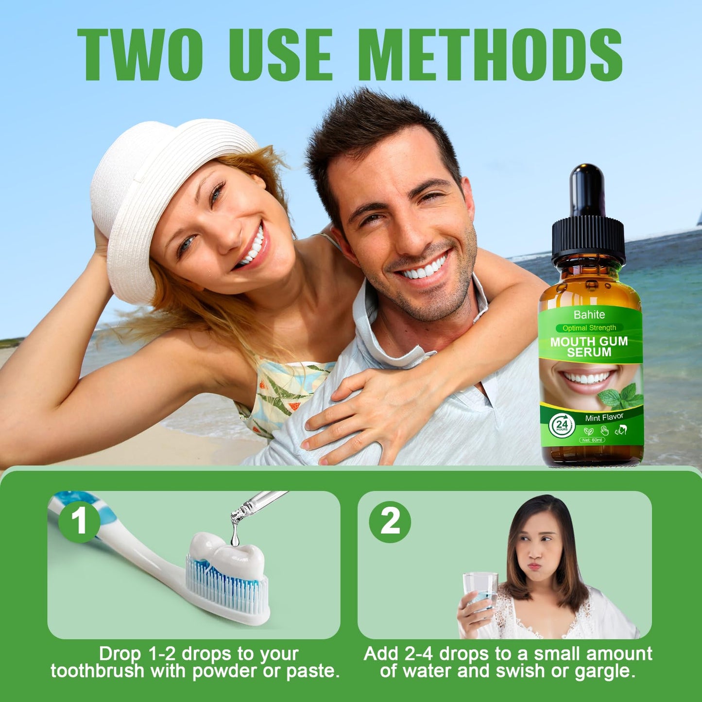 Gum Restore Drops โ Bad Breath Treatment for Adults | Gum Regrowth for Receding Gums, Dry Mouth, Alcohol-Free Mint 60ML