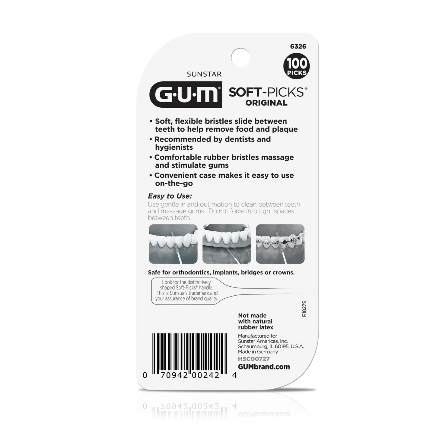 GUM Soft-Picks Original โ Disposable Interdental Brushes with Carry Case (100 Count)