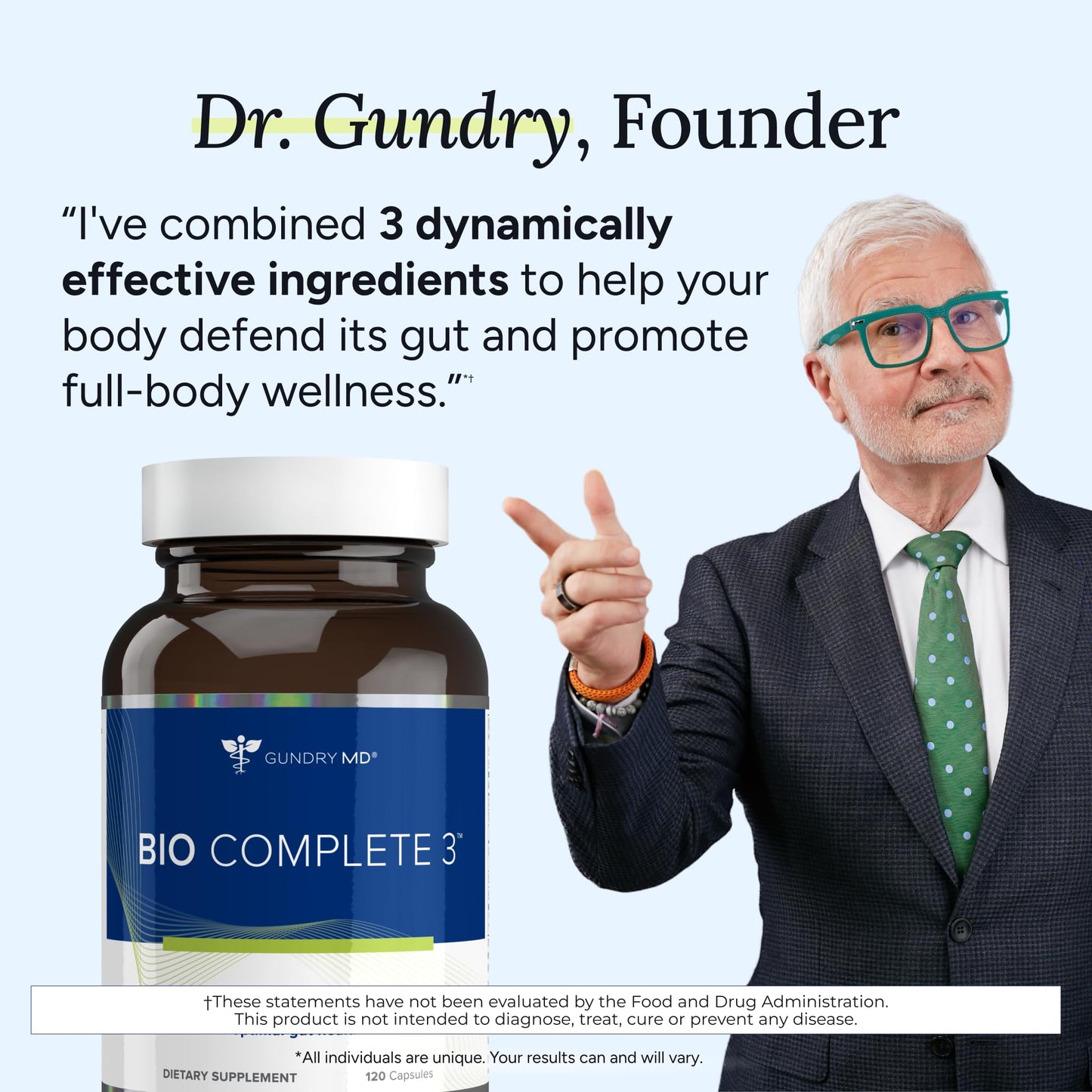Gundry MD Bio Complete 3 β 3-in-1 Probiotics for Digestion, Energy, and Skin | 30 Day Supply