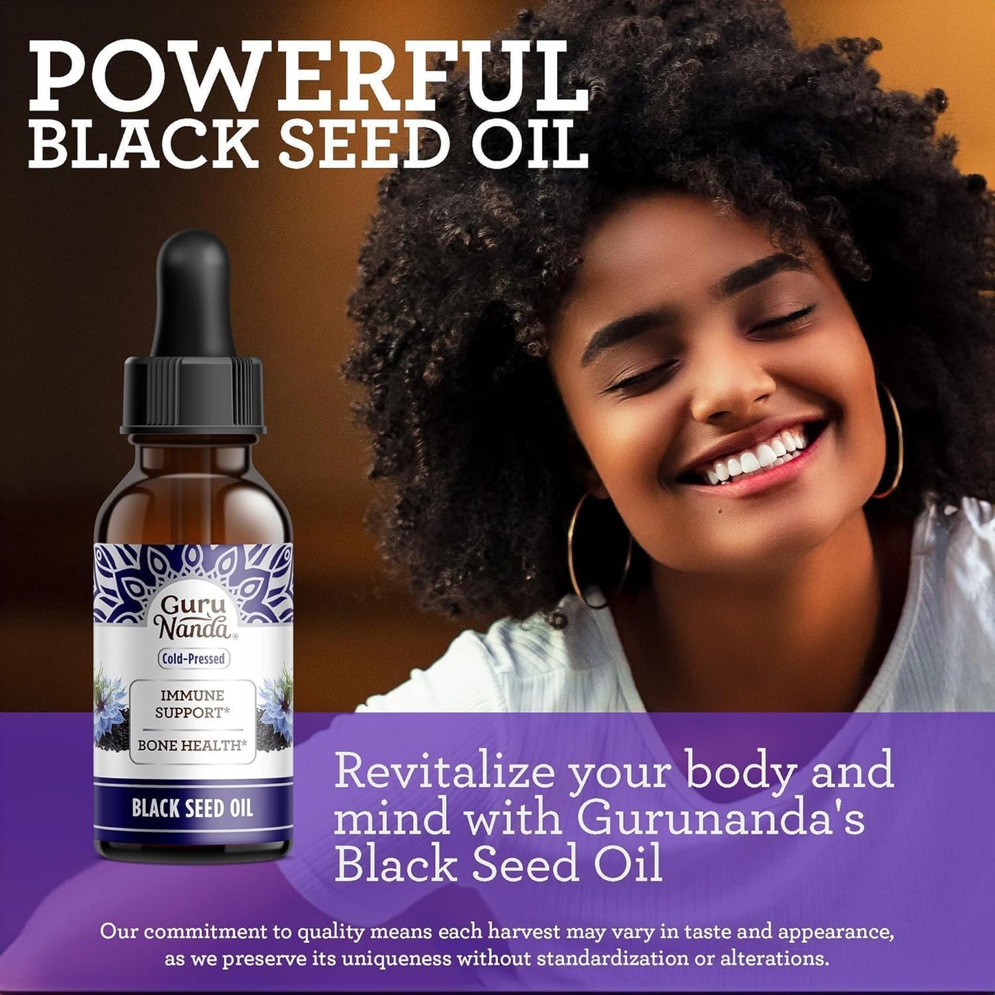 GuruNanda Black Seed Oil โ Cold-Pressed Nigella Sativa, Vitamin D3 5000 IU, Vitamin K2 & E | Non-GMO, 2 fl oz