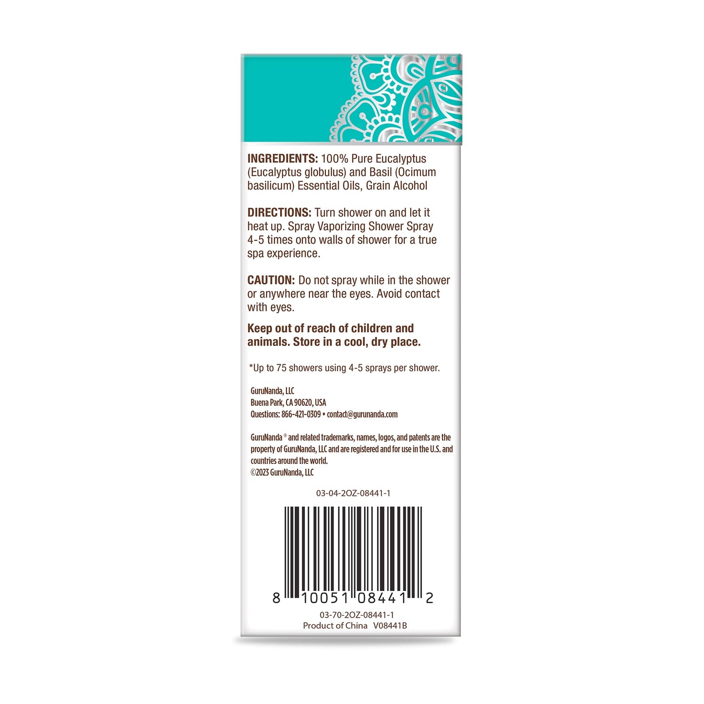 GuruNanda Breathe Vaporizing Shower Spray โ Eucalyptus & Basil, 2 fl oz