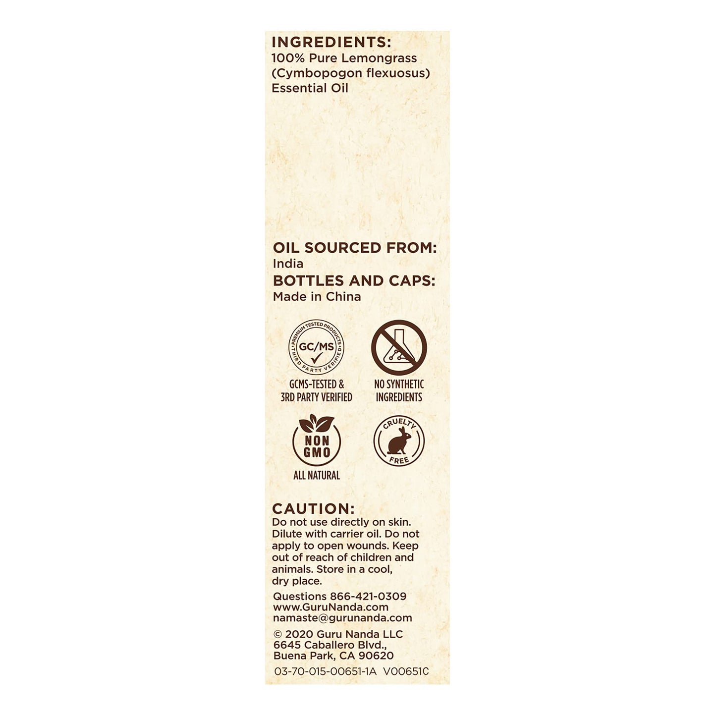 GuruNanda Lemongrass Essential Oil โ 100% Pure & Undiluted (2x0.5 fl oz)