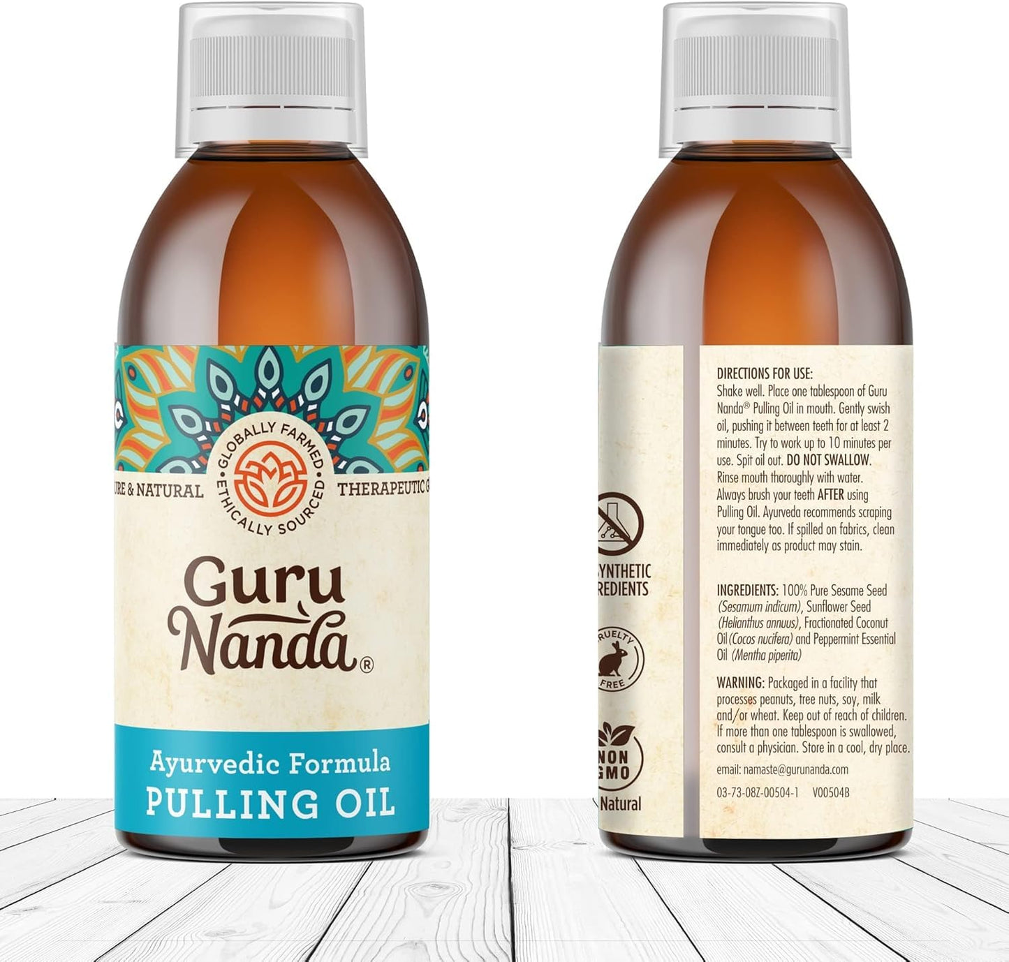GuruNanda Original Oil Pulling Mouthwash โ Coconut & Sesame, Tongue Scraper, Alcohol-Free, 8.45 fl oz