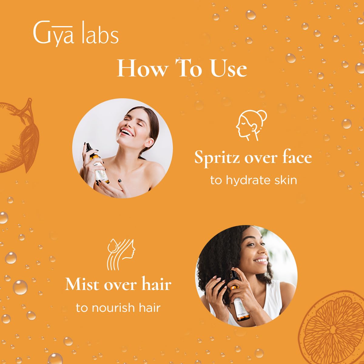 Gya Labs Orange Blossom Hydrosol โ 3.4 Fl Oz | Face & Body Mist, Hair Refresher, Pillow & Linen Spray