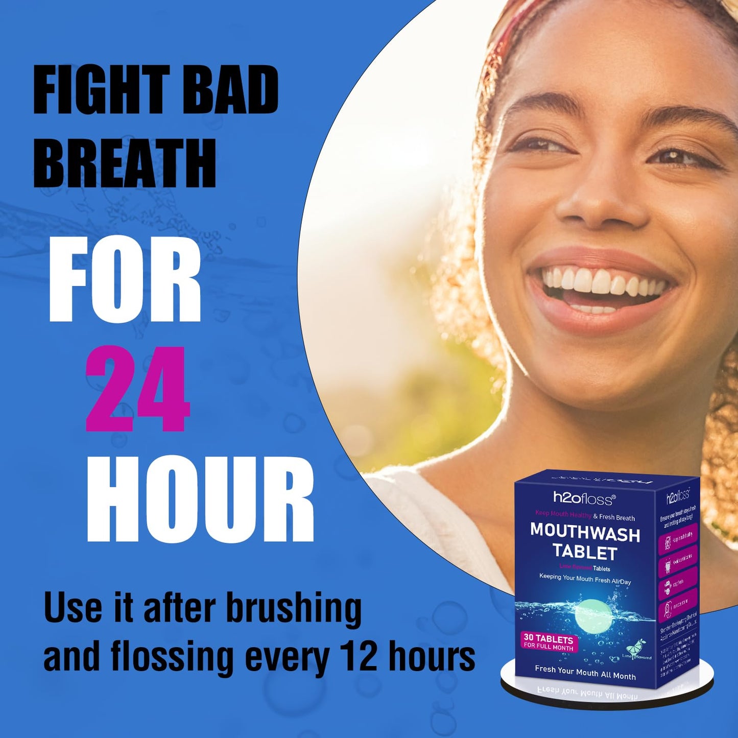 Natural Fresh Breath Mouthwash Tablets β Lime Flavor, Fluoride-Free & Alcohol-Free (30 Tabs)