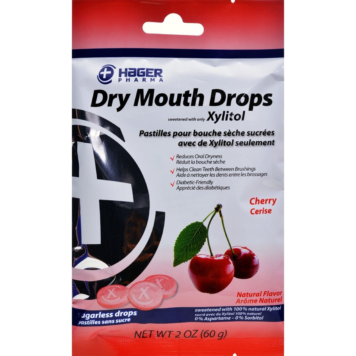 Hager Pharma Dry Mouth Drops - Cherry, 2 Ounce | Xylitol Dental Health