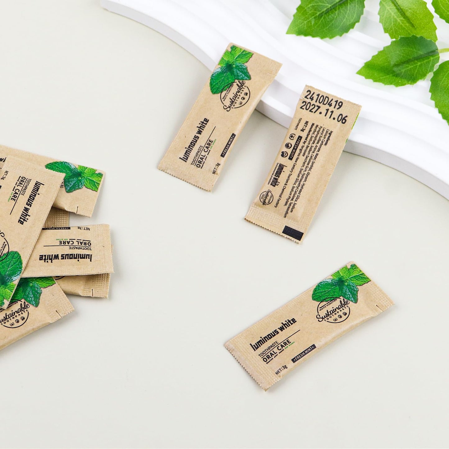 HAIFOTRVA 100 Pack Travel Size Toothpaste 0.105 oz Mint β Mini Disposables for Hotels & Guests