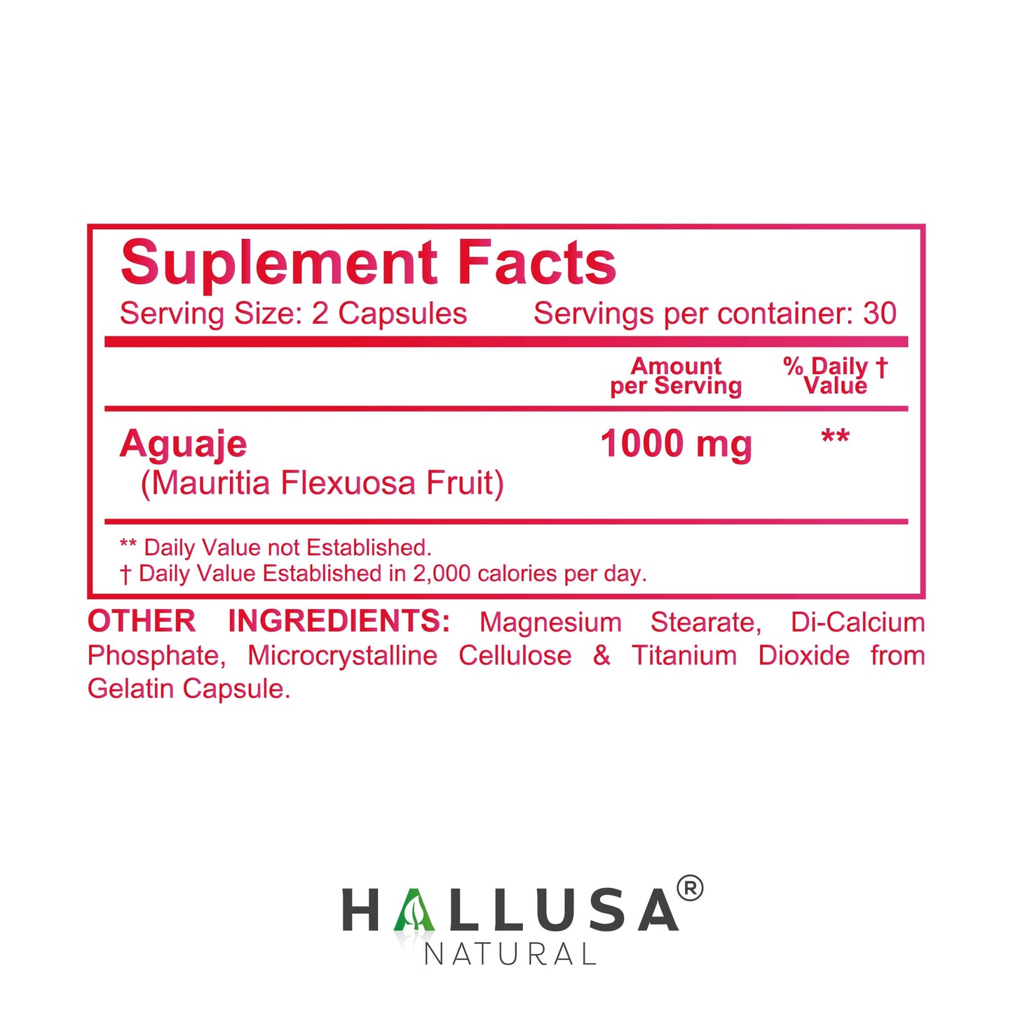 Hallusa Natural HALLGIRL Aguaje Curves Capsules โ 1000mg for Women (60 Capsules)
