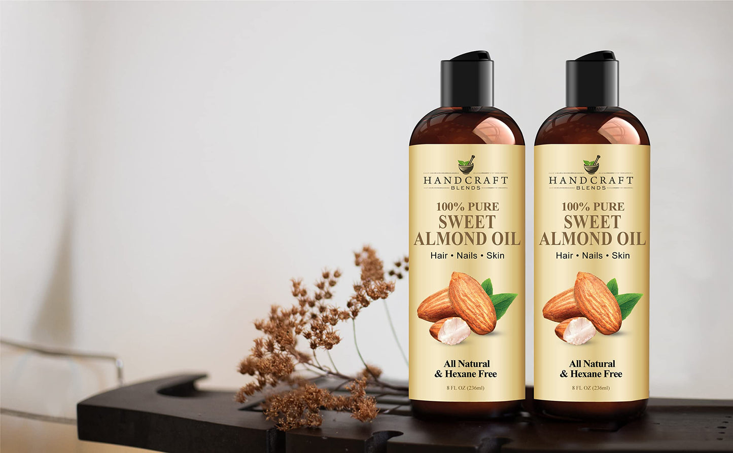 Handcraft Blends Sweet Almond Oil โ 8 Fl Oz | 100% Pure & Natural Carrier Oil