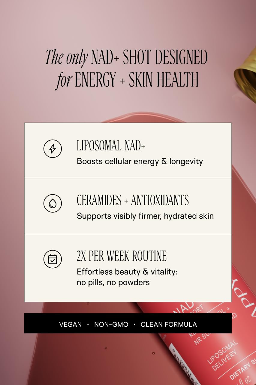 Happy Aging Liquid NAD+ Shot โ Liposomal NR, Resveratrol, Antioxidants | 10 Shots