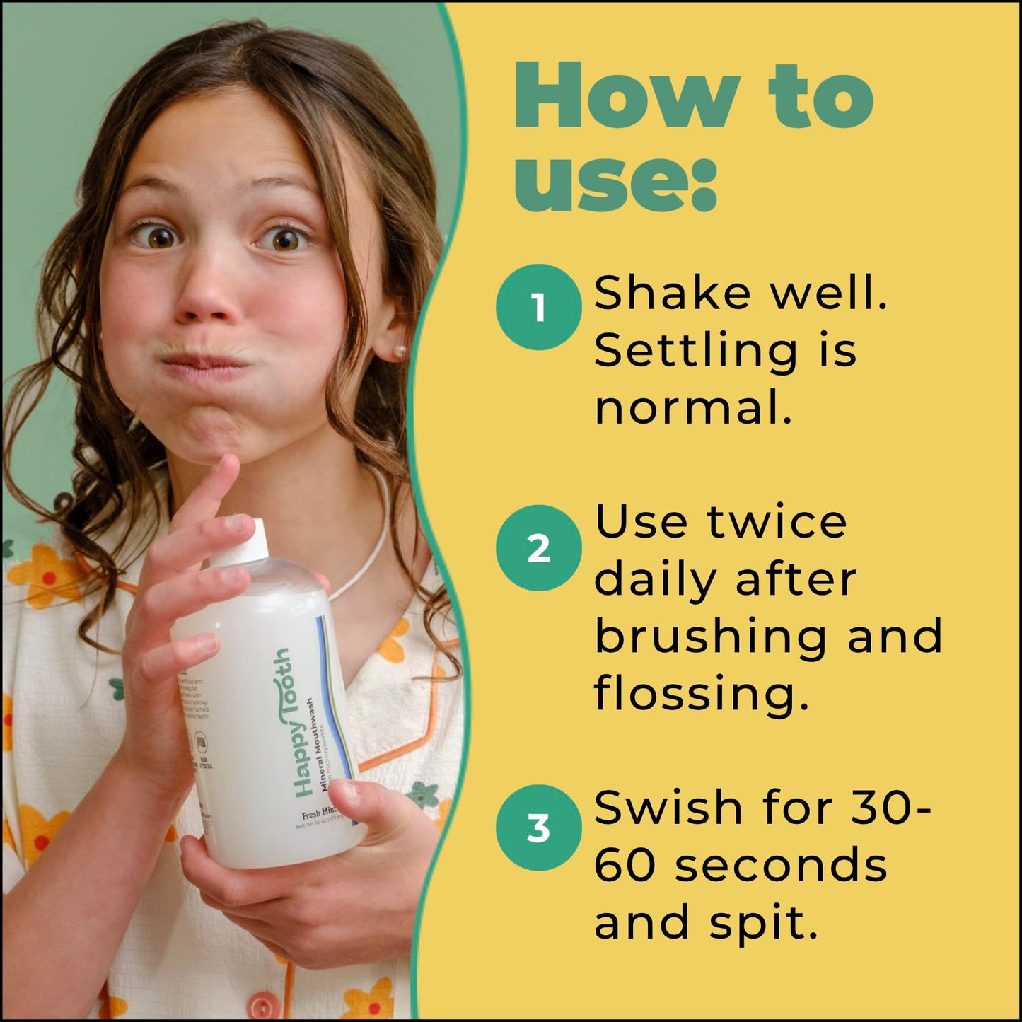 Happy Tooth Hydroxyapatite Mouthwash โ Fluoride Free, Enamel Remineralization, Dentist-Formulated