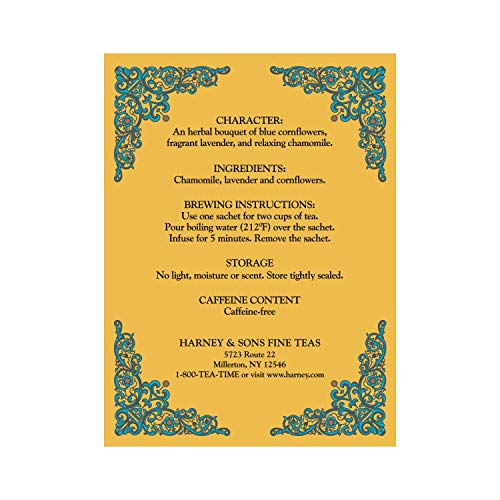 Harney & Sons Yellow and Blue Herbal Tea โ Chamomile & Lavender, 20 Count per Tin (Pack of 4)