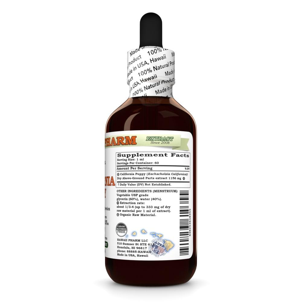 California Poppy Alcohol-Free Liquid Extract โ Nervous System Support | HawaiiPharm 2 oz