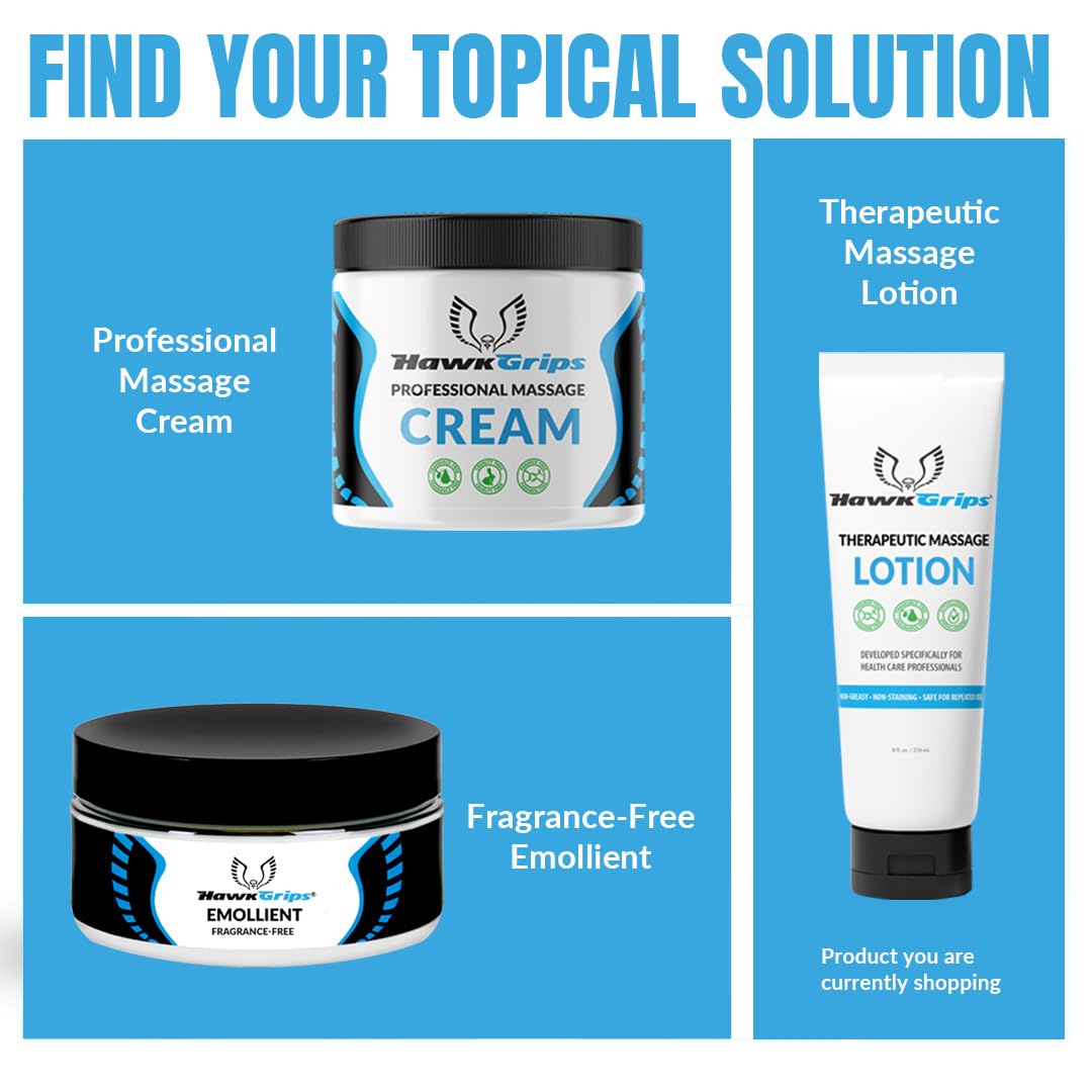 HawkGrips 8oz Therapeutic Massage Lotion โ Unscented, Non-Greasy, Deep Tissue