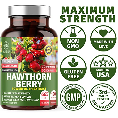 N1N Premium Hawthorn Berry Capsules โ Max Strength 2660mg, 120 Caps (Pack of 2)