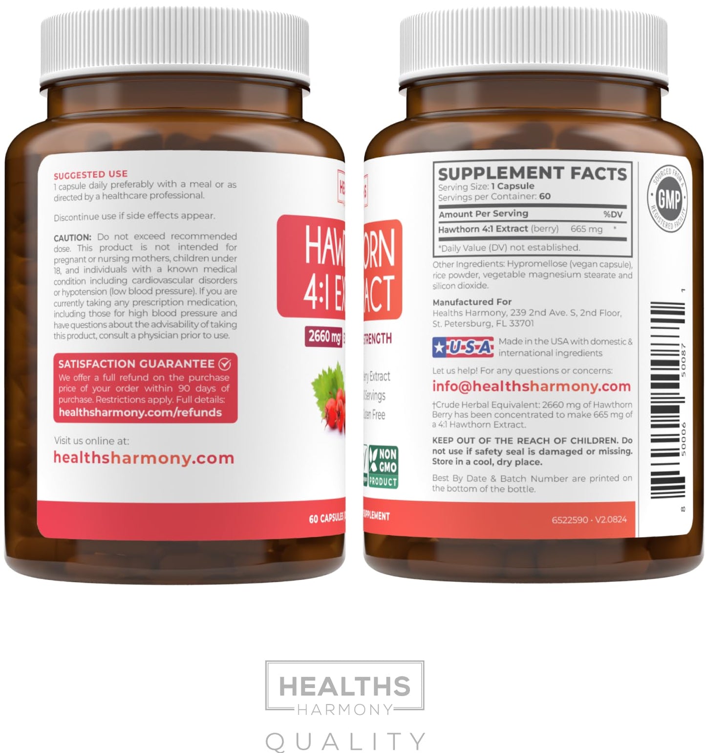 Super Potent Hawthorn Berry Extract Capsules β Heart Health, Digestive Support, Vegan, Non-GMO, Gluten Free (2-Month Supply)