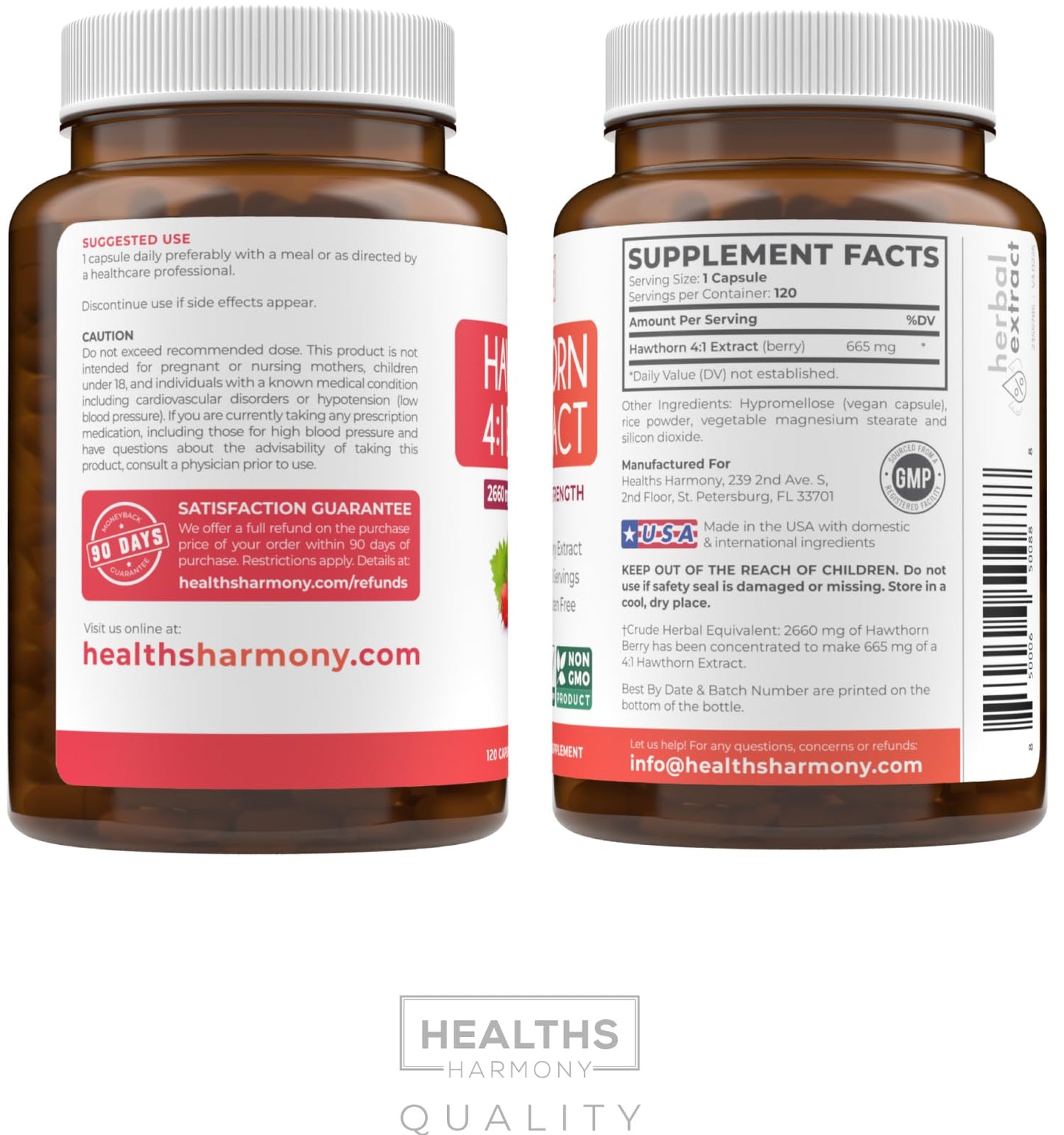 Super Potent Hawthorn Berry Extract Capsules โ 4 Month Supply, Heart & Digestive Health (Vegan, Non-GMO, Gluten Free)