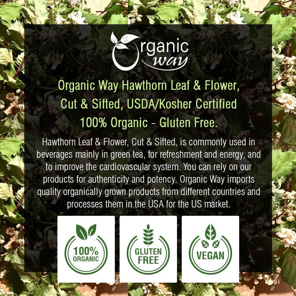 Organic Hawthorn Leaf & Flower Cut & Sifted โ Herbal Tea (2 oz) | Albania Origin, Non-GMO, Kosher
