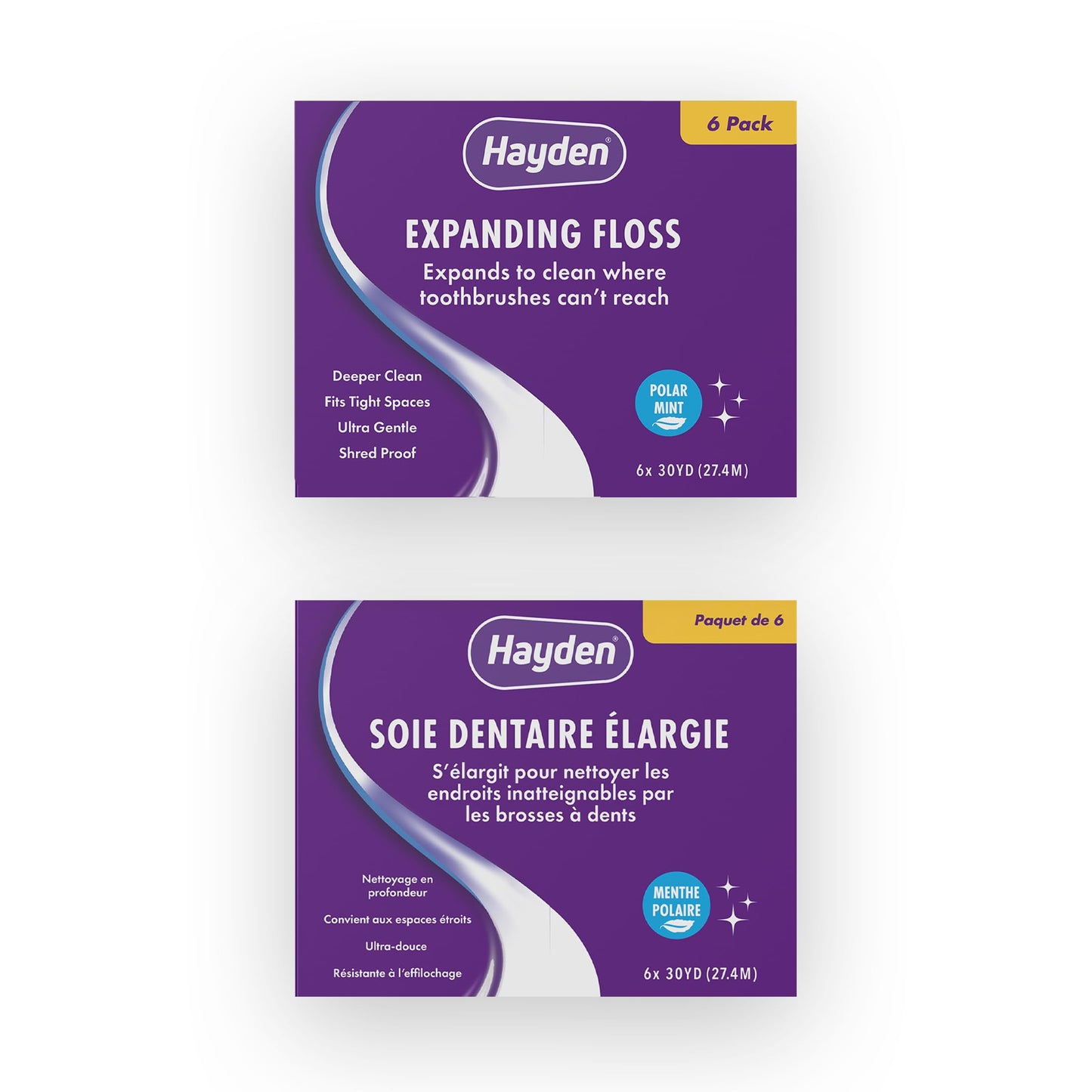 Hayden Expanding Dental Floss โ Polar Mint, 6-Pack, Anti-Tartar