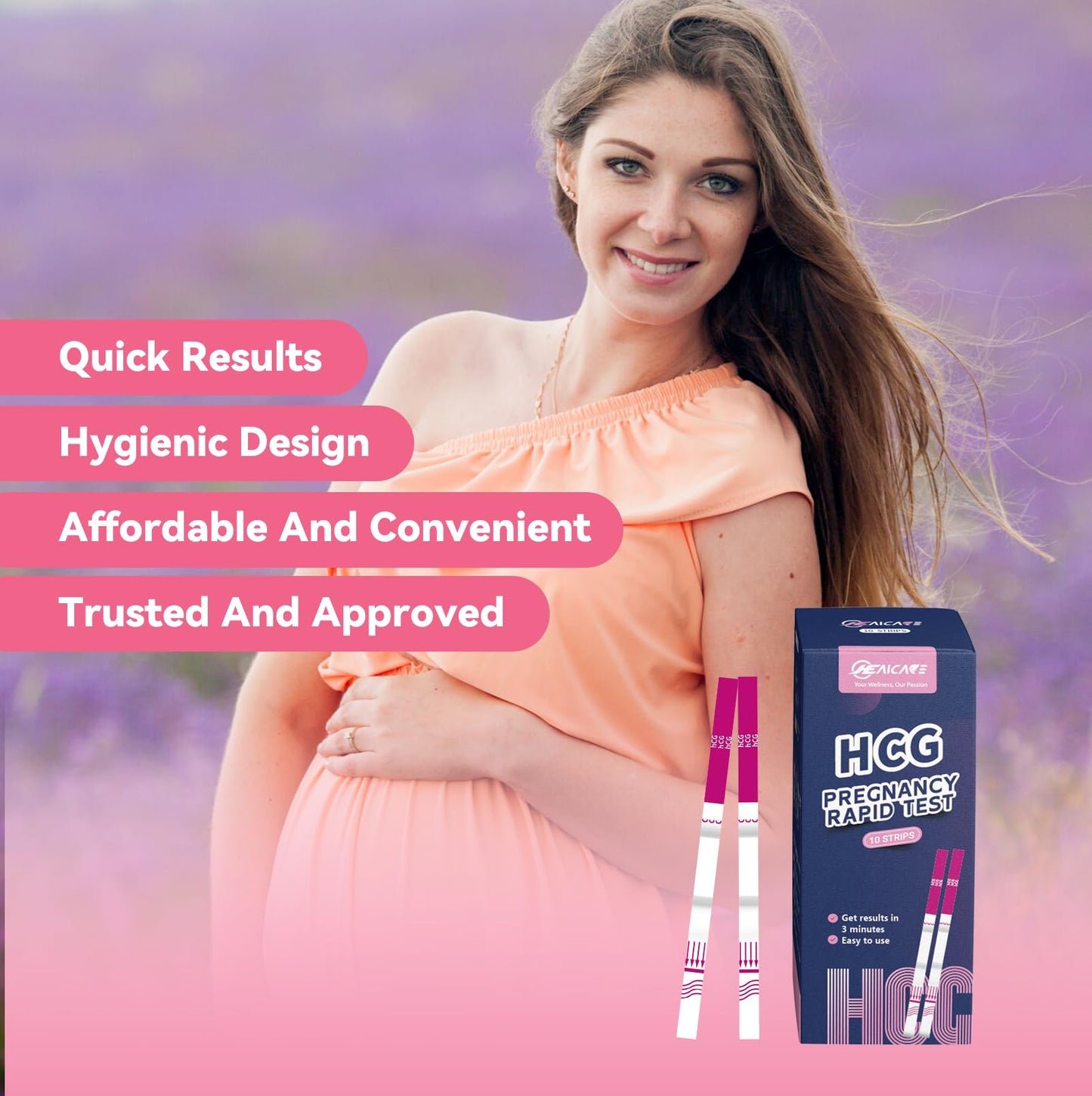 HealCare Pregnancy Test โ Ultra-Sensitive 10 MIU/ml, Early Detection in 3 Minutes (10 Pieces)