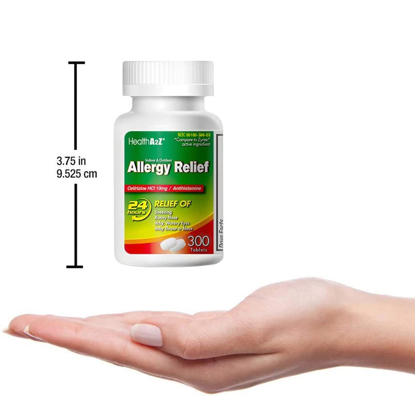 HealthA2Z Allergy Relief 10mg Cetirizine β All Day Indoor & Outdoor Allergy Support (Pack of 2, 300 Count)