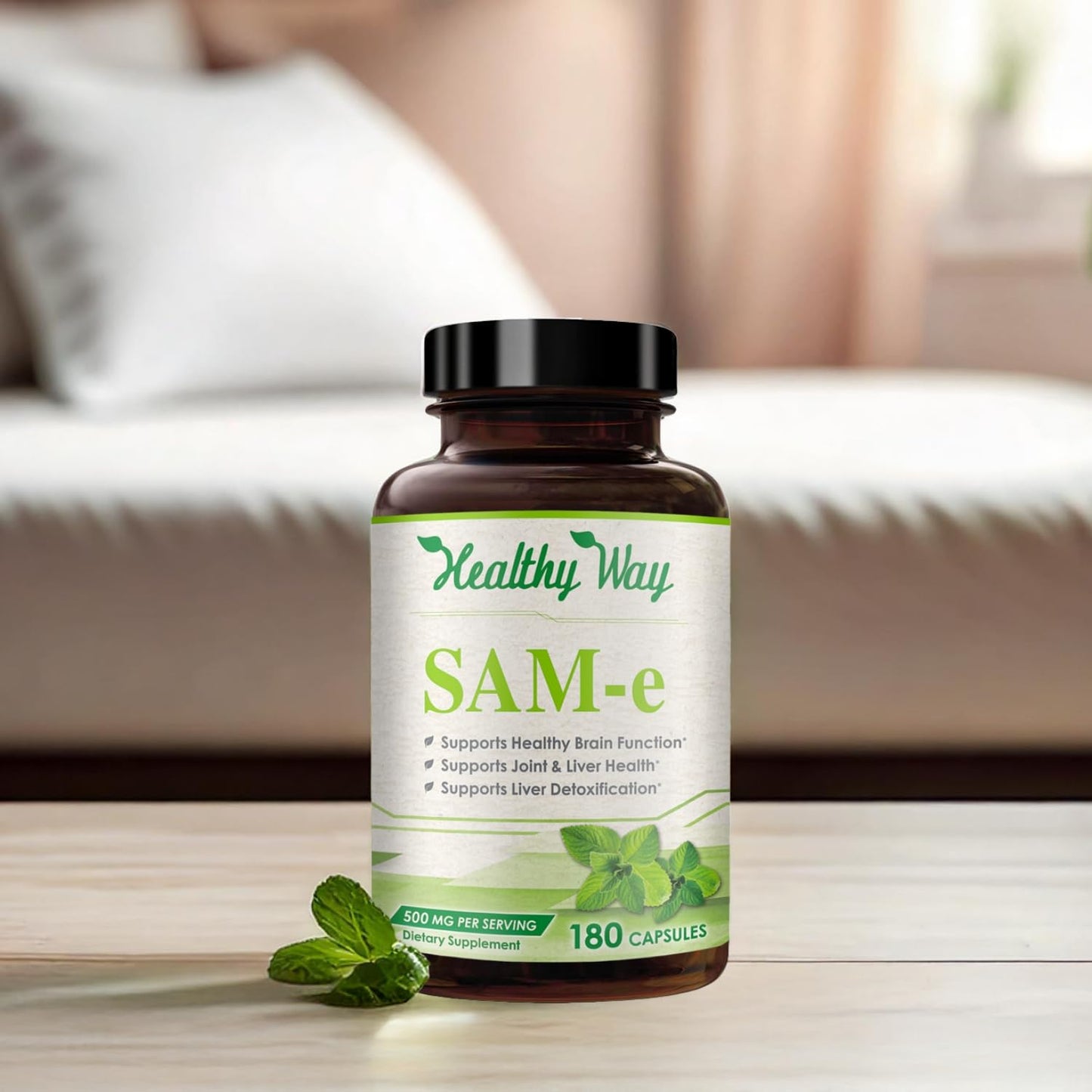 HealthyWayRx 500mg SAM-e Supplement โ High Absorption 180 Capsules | Brain, Mood & Liver Support | Non-GMO