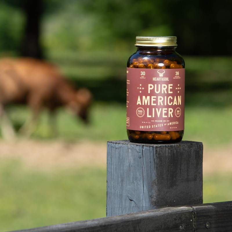 HEART & SOIL Beef Liver Capsules โ 3000mg, Grass-Fed, 180 Capsules, Made in USA