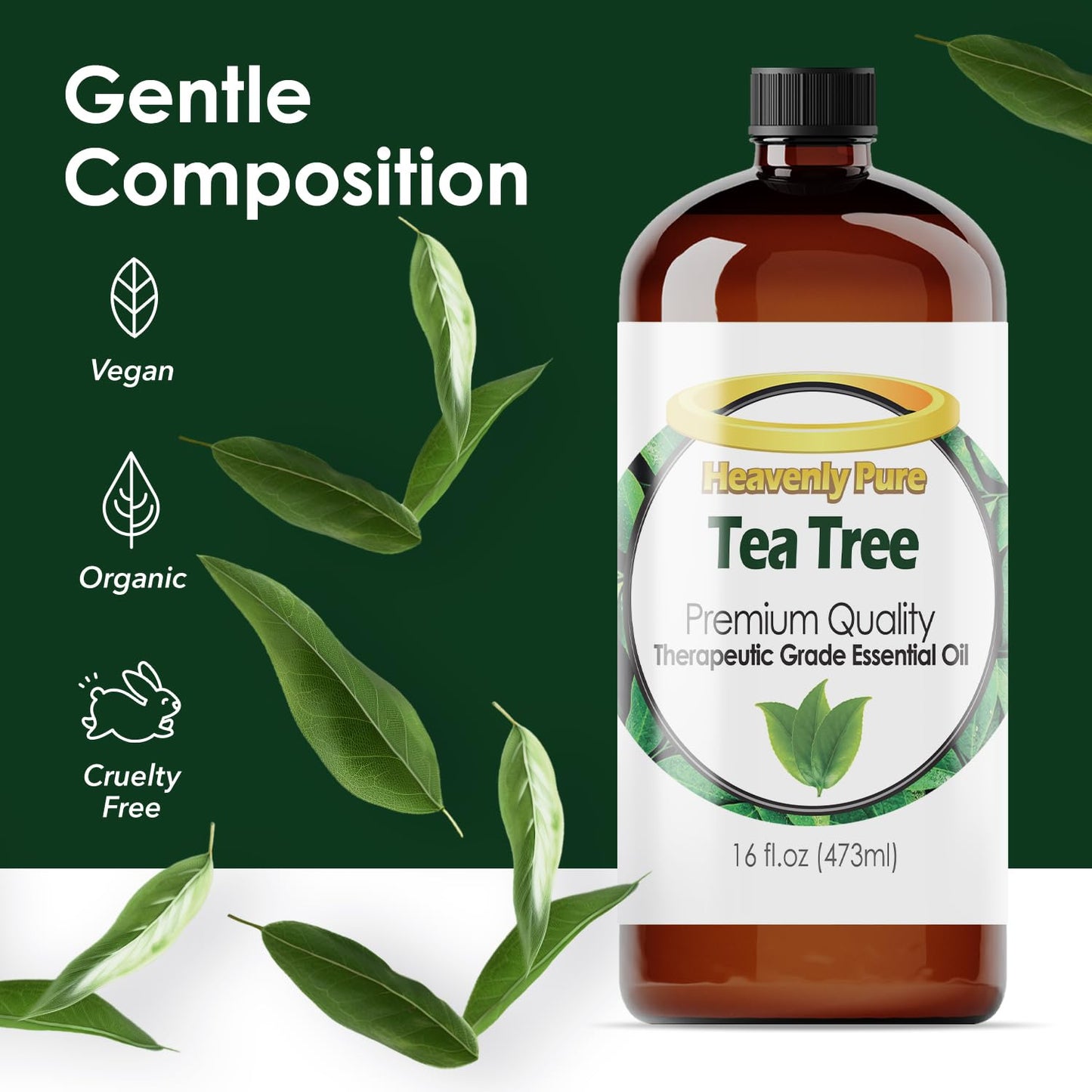 Heavenly Pure Tea Tree Essential Oil 16 oz โ Pure Therapeutic Grade for Laundry, Home & Health โ Bulk Aromatherapy Oil